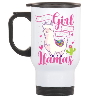 Just A Girl Who Loves Llamas Zookeeper Nature Animal Lover Stainless Steel Travel Mug