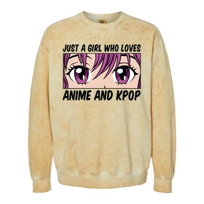 Just A Girl Who Loves Anime And Kpop Colorblast Crewneck Sweatshirt