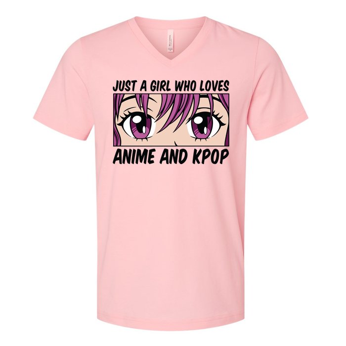 Just A Girl Who Loves Anime And Kpop V-Neck T-Shirt