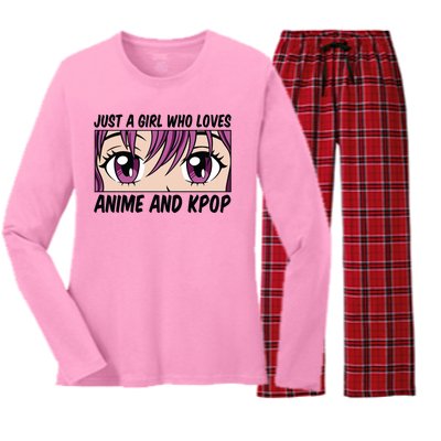 Just A Girl Who Loves Anime And Kpop Women's Long Sleeve Flannel Pajama Set 