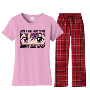 Just A Girl Who Loves Anime And Kpop Women's Flannel Pajama Set