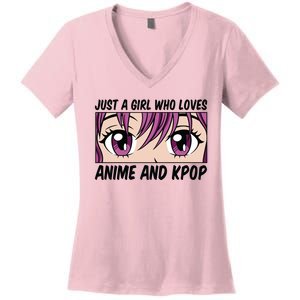 Just A Girl Who Loves Anime And Kpop Women's V-Neck T-Shirt