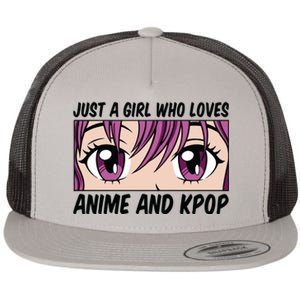 Just A Girl Who Loves Anime And Kpop Flat Bill Trucker Hat