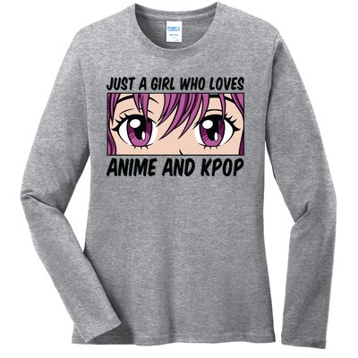 Just A Girl Who Loves Anime And Kpop Ladies Long Sleeve Shirt