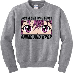 Just A Girl Who Loves Anime And Kpop Kids Sweatshirt