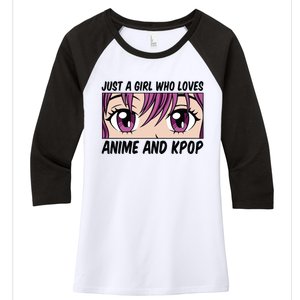 Just A Girl Who Loves Anime And Kpop Women's Tri-Blend 3/4-Sleeve Raglan Shirt