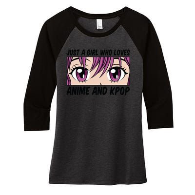 Just A Girl Who Loves Anime And Kpop Women's Tri-Blend 3/4-Sleeve Raglan Shirt