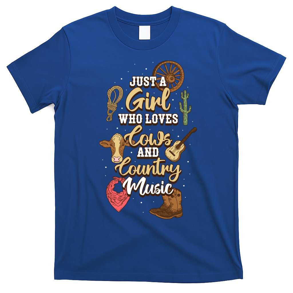 Just A Girl Who Loves Cows And Country Music Gift T-Shirt