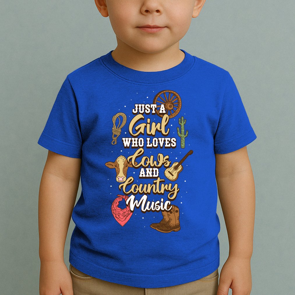 Just A Girl Who Loves Cows And Country Music Gift Toddler T-Shirt