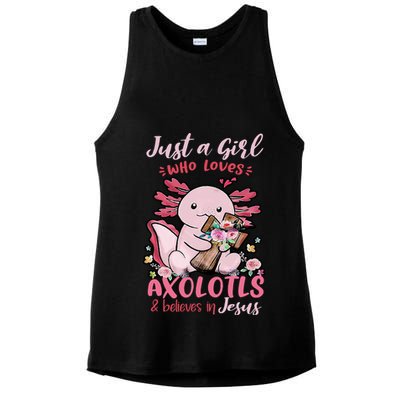 Just A Girl Who Loves Axolotl And Believes In Jesus  Ladies PosiCharge Tri-Blend Wicking Tank
