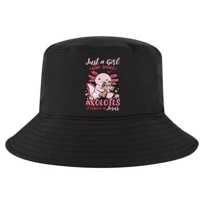 Just A Girl Who Loves Axolotl And Believes In Jesus  Cool Comfort Performance Bucket Hat