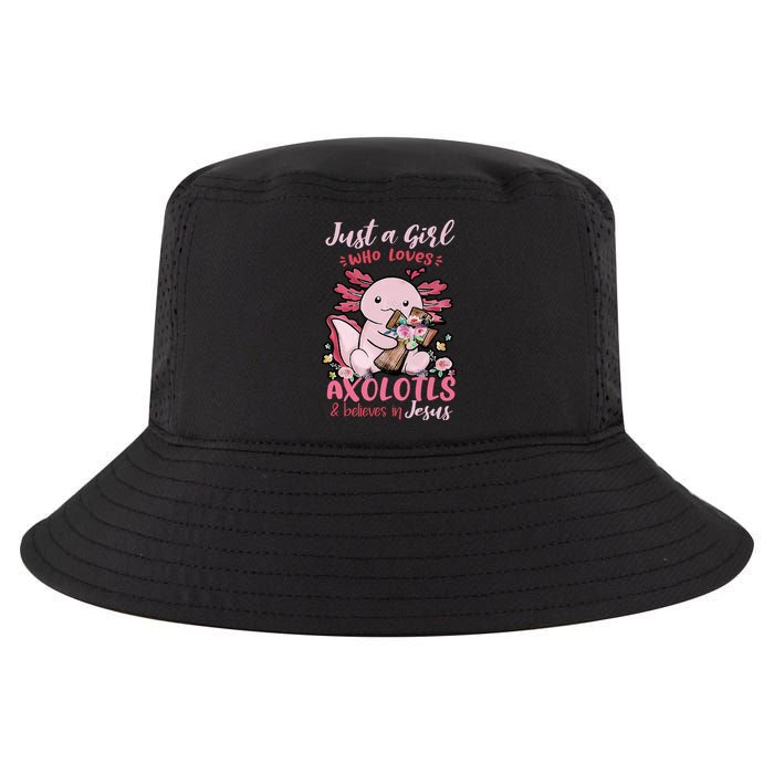Just A Girl Who Loves Axolotl And Believes In Jesus  Cool Comfort Performance Bucket Hat