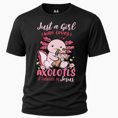 Just A Girl Who Loves Axolotl And Believes In Jesus  Cooling Performance Crew T-Shirt