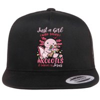 Just A Girl Who Loves Axolotl And Believes In Jesus  Flat Bill Trucker Hat