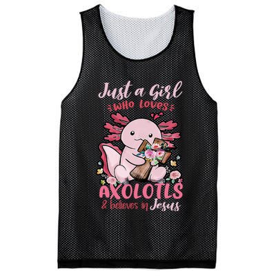 Just A Girl Who Loves Axolotl And Believes In Jesus  Mesh Reversible Basketball Jersey Tank