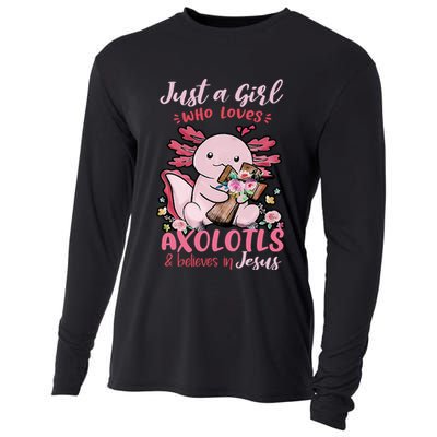Just A Girl Who Loves Axolotl And Believes In Jesus  Cooling Performance Long Sleeve Crew