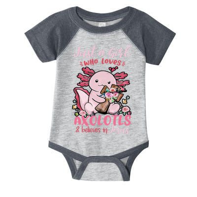 Just A Girl Who Loves Axolotl And Believes In Jesus  Infant Baby Jersey Bodysuit