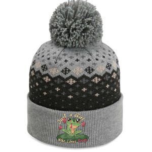 Just A Girl Who Loves FrogS Girl Frog The Baniff Cuffed Pom Beanie