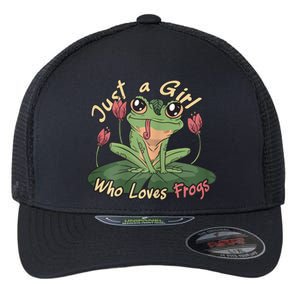 Just A Girl Who Loves FrogS Girl Frog Flexfit Unipanel Trucker Cap