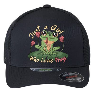 Just A Girl Who Loves FrogS Girl Frog Flexfit Unipanel Trucker Cap