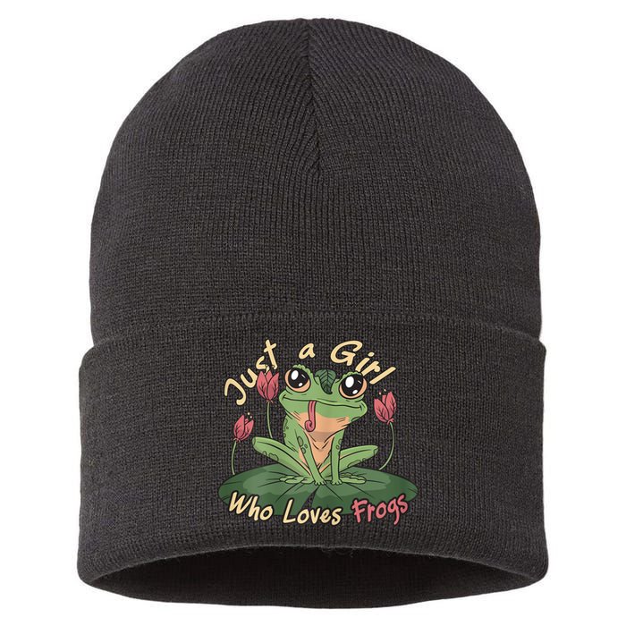 Just A Girl Who Loves FrogS Girl Frog Sustainable Knit Beanie