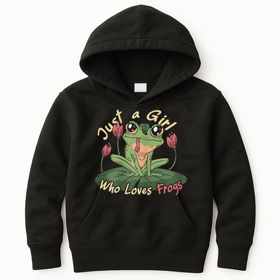 Just A Girl Who Loves FrogS Girl Frog Kids Hoodie