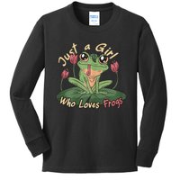 Just A Girl Who Loves FrogS Girl Frog Kids Long Sleeve Shirt