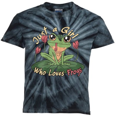 Just A Girl Who Loves FrogS Girl Frog Kids Tie-Dye T-Shirt