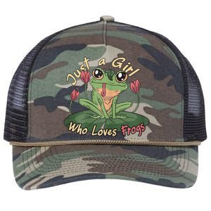 Just A Girl Who Loves FrogS Girl Frog Retro Rope Trucker Hat Cap