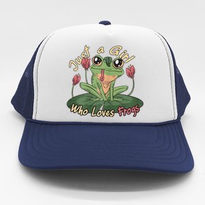 Just A Girl Who Loves FrogS Girl Frog Trucker Hat