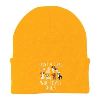 Just A Girl Who Loves Dogs Funny Puppy Knit Cap Winter Beanie