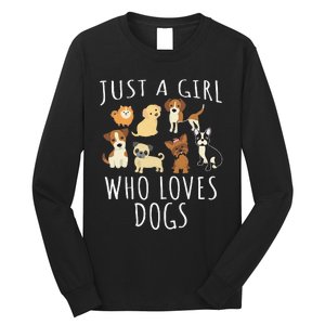 Just A Girl Who Loves Dogs Funny Puppy Long Sleeve Shirt