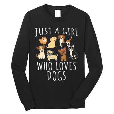 Just A Girl Who Loves Dogs Funny Puppy Long Sleeve Shirt