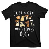 Just A Girl Who Loves Dogs Funny Puppy T-Shirt