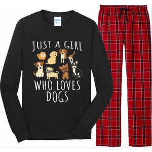 Just A Girl Who Loves Dogs Funny Puppy Long Sleeve Pajama Set