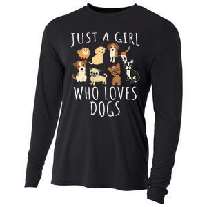 Just A Girl Who Loves Dogs Funny Puppy Cooling Performance Long Sleeve Crew