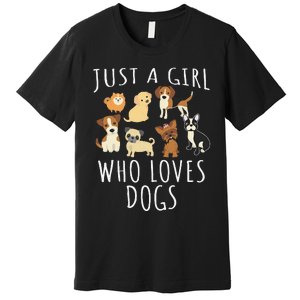 Just A Girl Who Loves Dogs Funny Puppy Premium T-Shirt