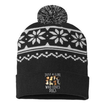 Just A Girl Who Loves Dogs Funny Puppy USA-Made Snowflake Beanie