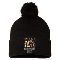 Just A Girl Who Loves Dogs Funny Puppy Pom Pom 12in Knit Beanie