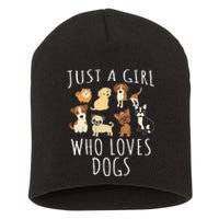 Just A Girl Who Loves Dogs Funny Puppy Short Acrylic Beanie