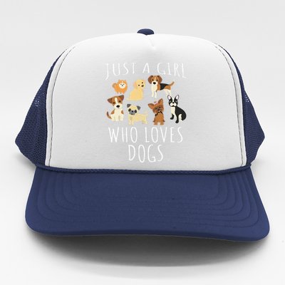 Just A Girl Who Loves Dogs Funny Puppy Trucker Hat