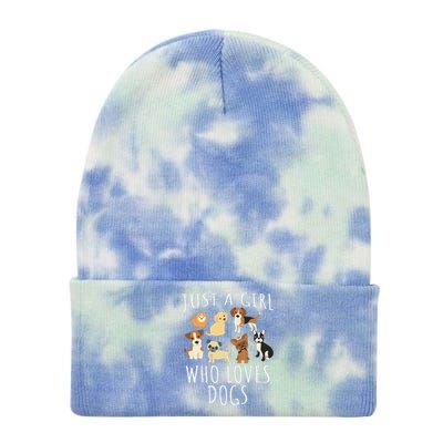 Just A Girl Who Loves Dogs Funny Puppy Tie Dye 12in Knit Beanie