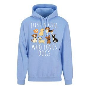 Just A Girl Who Loves Dogs Funny Puppy Unisex Surf Hoodie