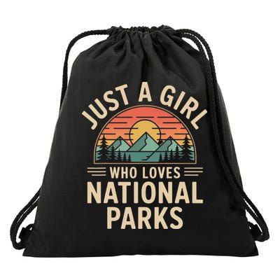 Just A Girl Who Loves National Parks Retro Nature Vintage Drawstring Bag