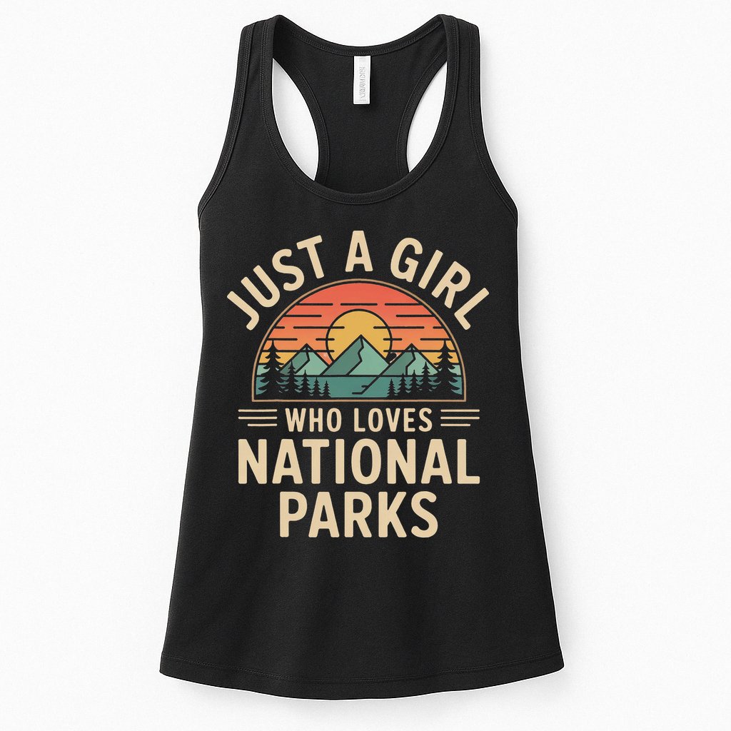 Just A Girl Who Loves National Parks Retro Nature Vintage Womens Tank Top