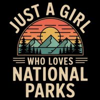 Just A Girl Who Loves National Parks Retro Nature Vintage Womens T-Shirt