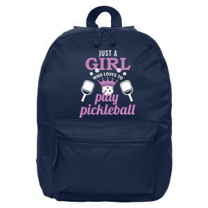 Just A Girl Who Loves To Play Pickleball Funny Pickleball 16 in Basic Backpack