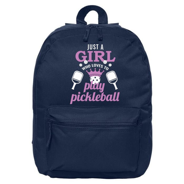 Just A Girl Who Loves To Play Pickleball Funny Pickleball 16 in Basic Backpack