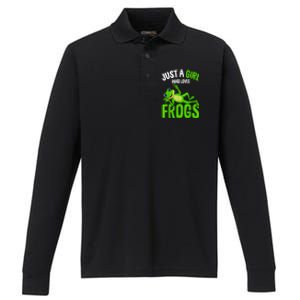 Just A Girl Who Loves Frogs Performance Long Sleeve Polo