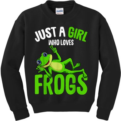 Just A Girl Who Loves Frogs Kids Sweatshirt